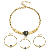 Adjustable Charm Beaded Bracelets Stainless Steel Initial Letter Bracelet DIY
