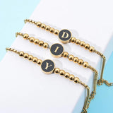 Adjustable Charm Beaded Bracelets Stainless Steel Initial Letter Bracelet DIY
