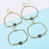 Adjustable Charm Beaded Bracelets Stainless Steel Initial Letter Bracelet DIY