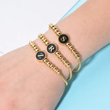 Adjustable Charm Beaded Bracelets Stainless Steel Initial Letter Bracelet DIY