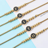 Adjustable Charm Beaded Bracelets Stainless Steel Initial Letter Bracelet DIY