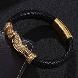 Vintage Motorcycle Leather Bracelet Weave Rope Charm Wristband