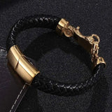 Vintage Motorcycle Leather Bracelet Weave Rope Charm Wristband