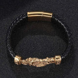 Vintage Motorcycle Leather Bracelet Weave Rope Charm Wristband