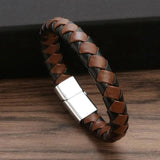 Classic Braided Leather Bracelets Brown Bangles for Women Men