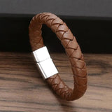 Classic Braided Leather Bracelets Brown Bangles for Women Men