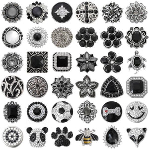 6pcs Mixed Exotic Pattern 18mm Metal Snap Buttons for DIY Snap Bracelet