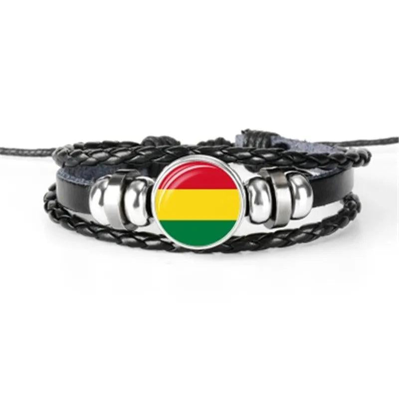 National Flag Hand-Woven Leather Bracelets