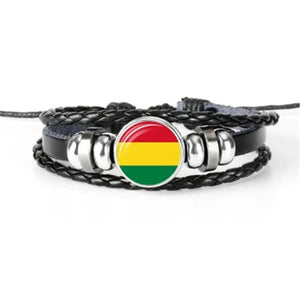 National Flag Hand-Woven Leather Bracelets
