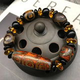 Natural Tibetan Dzi Agate Bracelet Ruyi Dragon Eye Beads Bracelet