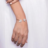 Stonefans Zircon Leaves Crystal Cuff Bangle Bracelet