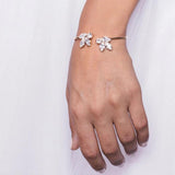 Stonefans Zircon Leaves Crystal Cuff Bangle Bracelet
