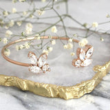 Stonefans Zircon Leaves Crystal Cuff Bangle Bracelet