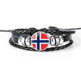 Norway Pakistan Paraguay Flag Leather Bracelets