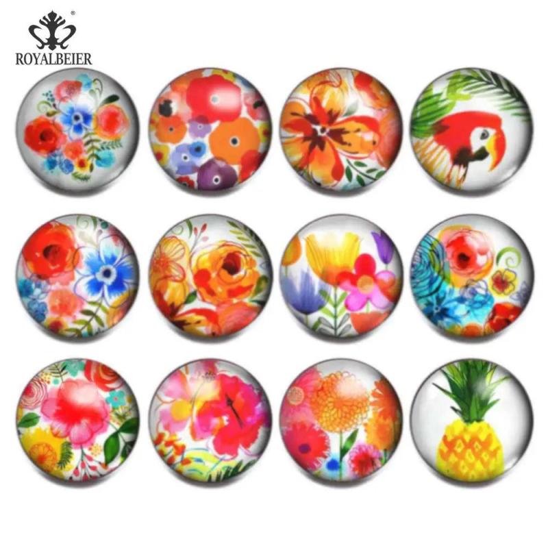 12pcs Snap Button Jewelry Faceted Glass Fit Bracelet Mixed Colors 18mm