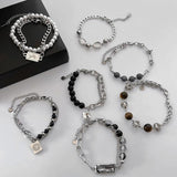 Opal Beaded Pearl Charm Bracelet Stainless Steel Pendant