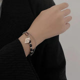 Opal Beaded Pearl Charm Bracelet Stainless Steel Pendant