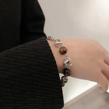 Opal Beaded Pearl Charm Bracelet Stainless Steel Pendant