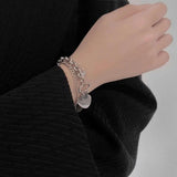 Opal Beaded Pearl Charm Bracelet Stainless Steel Pendant