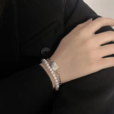 Opal Beaded Pearl Charm Bracelet Stainless Steel Pendant