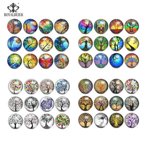 12pcs Tree of Life 18mm Snap Button Jewelry Faceted Glass Fit Snap Bracelet