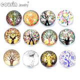 12pcs Tree of Life 18mm Snap Button Jewelry Faceted Glass Fit Snap Bracelet