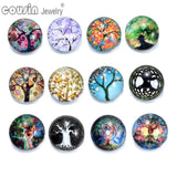 12pcs Tree of Life 18mm Snap Button Jewelry Faceted Glass Fit Snap Bracelet