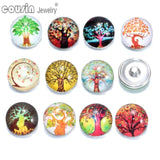 12pcs Tree of Life 18mm Snap Button Jewelry Faceted Glass Fit Snap Bracelet