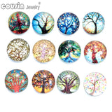 12pcs Tree of Life 18mm Snap Button Jewelry Faceted Glass Fit Snap Bracelet