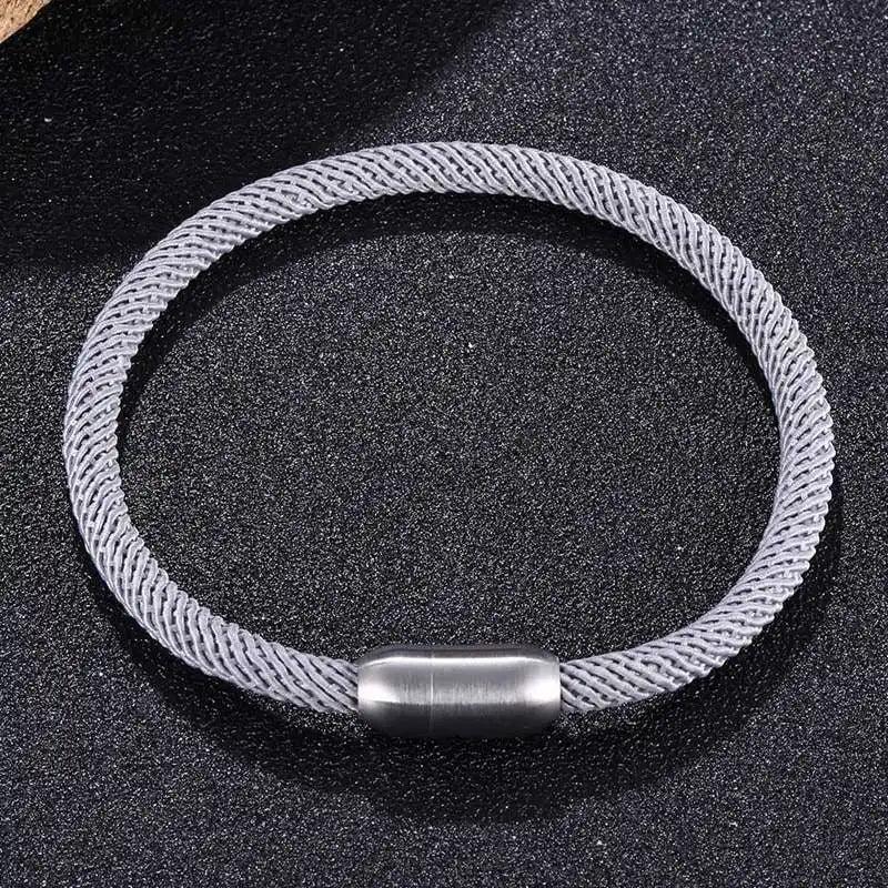Milan Thread Rope Bracelet Stainless Steel Magnet Men Women Multicolor