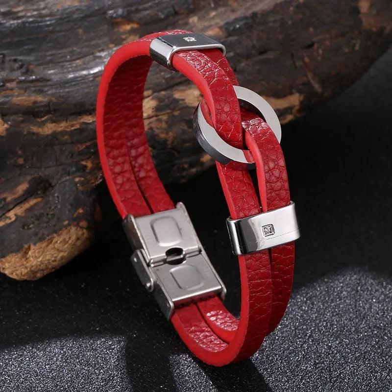 Leather Hand Bracelet Stainless Steel Couples Jewelry