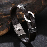 Leather Hand Bracelet Stainless Steel Couples Jewelry