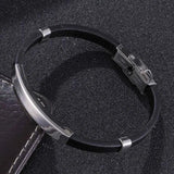 FORTAFY Engrave Name Men Bracelet Leather Bangle Wristband