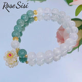 Chinese Jade Rabbit Moon Agate Bracelet for Women