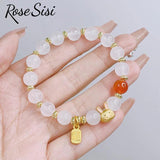 Chinese Jade Rabbit Moon Agate Bracelet for Women