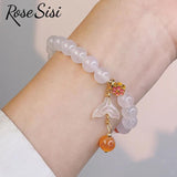 Chinese Jade Rabbit Moon Agate Bracelet for Women