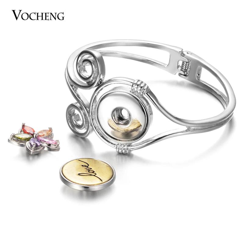 Vocheng Gingersnaps Bracelet Alloy Bangle for 18mm Snap Charms