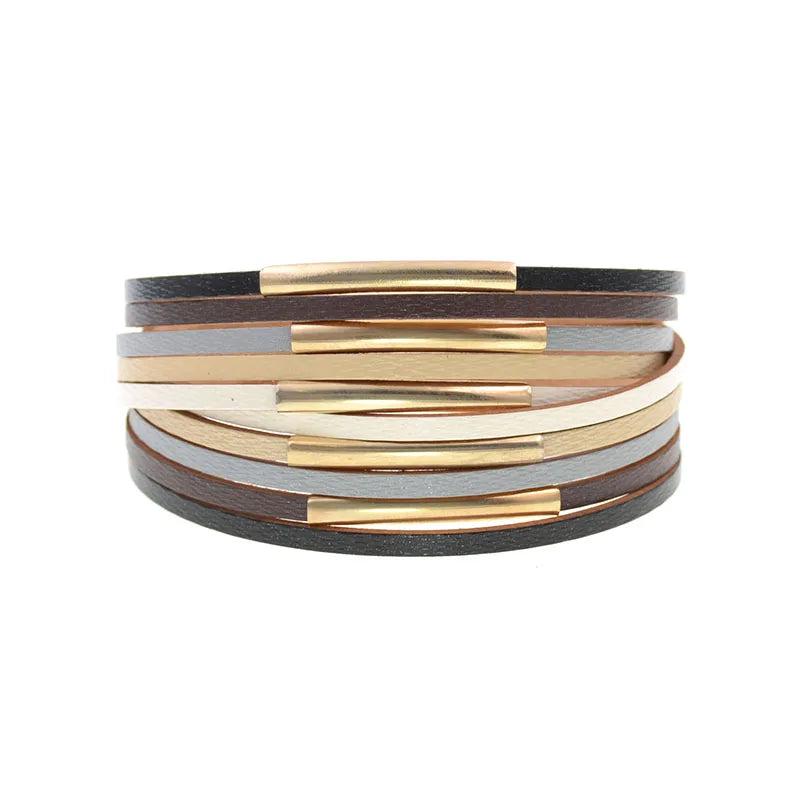 Copper Pipe Leather Charm Bracelets for Women Men