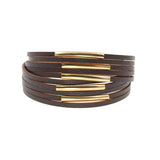 Copper Pipe Leather Charm Bracelets for Women Men