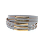 Copper Pipe Leather Charm Bracelets for Women Men