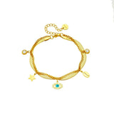 LAMENGLY 316L Stainless Steel Star Lips Eye Charm Bracelet For Women