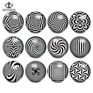 12pcs Dizziness Theme Glass Charms Snap Button For 20mm Snap Bracelet