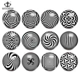 12pcs Dizziness Theme Glass Charms Snap Button For 20mm Snap Bracelet