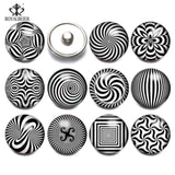 12pcs Dizziness Theme Glass Charms Snap Button For 20mm Snap Bracelet