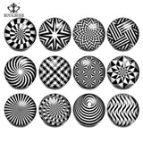 12pcs Dizziness Theme Glass Charms Snap Button For 20mm Snap Bracelet