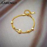316L Stainless Steel Cube Beads Charm Bracelet 2in1 Chain Bangles