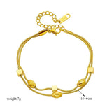 316L Stainless Steel Cube Beads Charm Bracelet 2in1 Chain Bangles