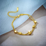 316L Stainless Steel Cube Beads Charm Bracelet 2in1 Chain Bangles