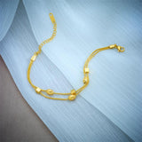 316L Stainless Steel Cube Beads Charm Bracelet 2in1 Chain Bangles
