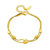 316L Stainless Steel Cube Beads Charm Bracelet 2in1 Chain Bangles
